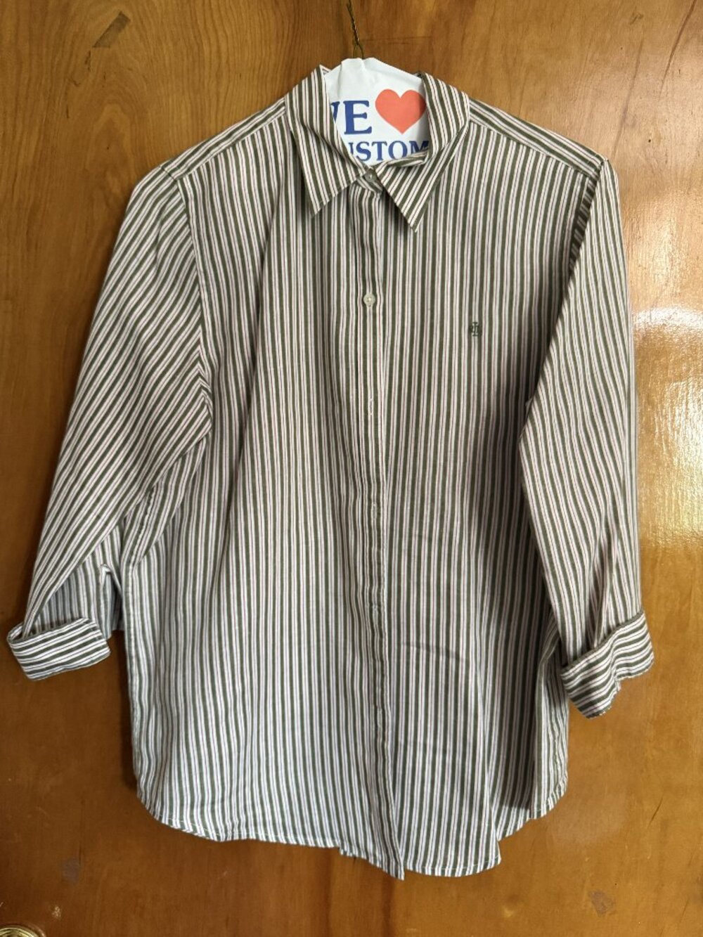 Lauren Ralph Lauren striped linen button down 3/4 cuffed sleeve size L